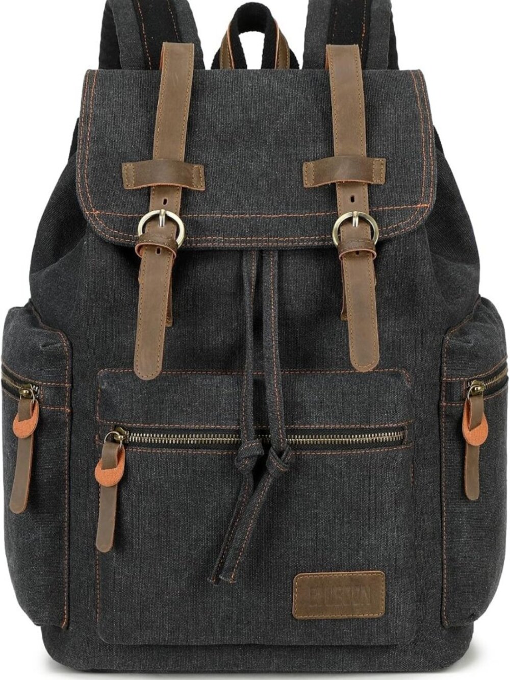 Vintage Leather Trim Backpack | Casual Bookbag for Men & Women | Travel Rucksack